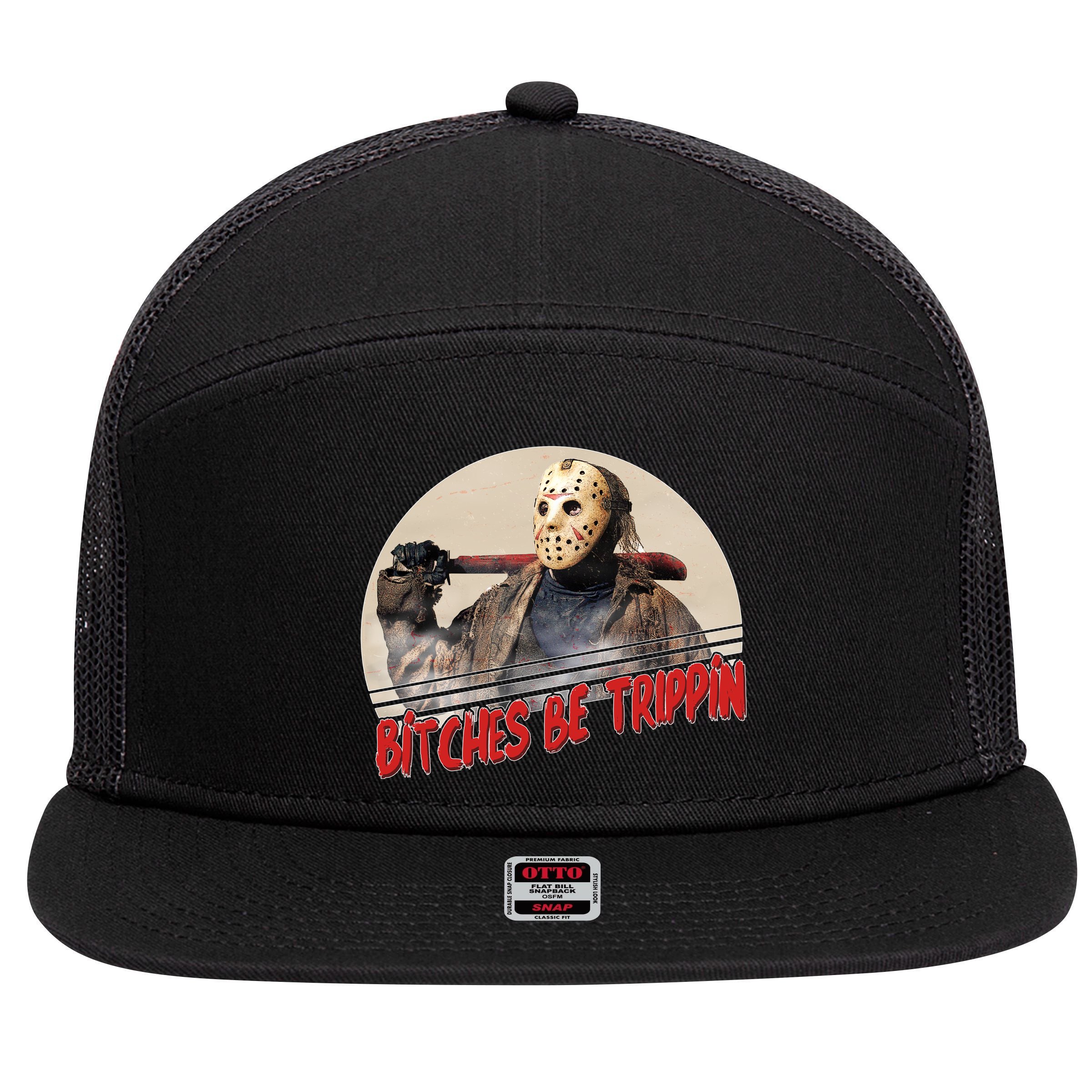 Bitches Be Trippin Horror Movie Fan 7 Panel Mesh Trucker Snapback Hat