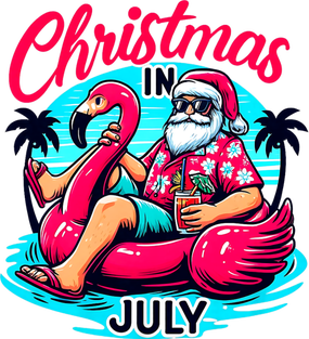 Funny Christmas In July Summer Vacation Gifts Santa T-Shirt