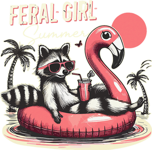 Feral Girl Summer Funny Meme Feral Raccoon Summer Women T-Shirt
