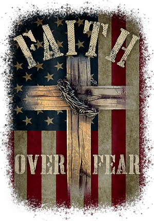 Faith Over Fear Christian American Cross God Jesus Usa T-Shirt