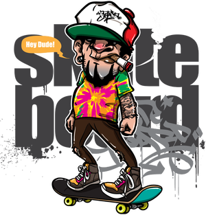 Hipster Riding Skateboard T-Shirt