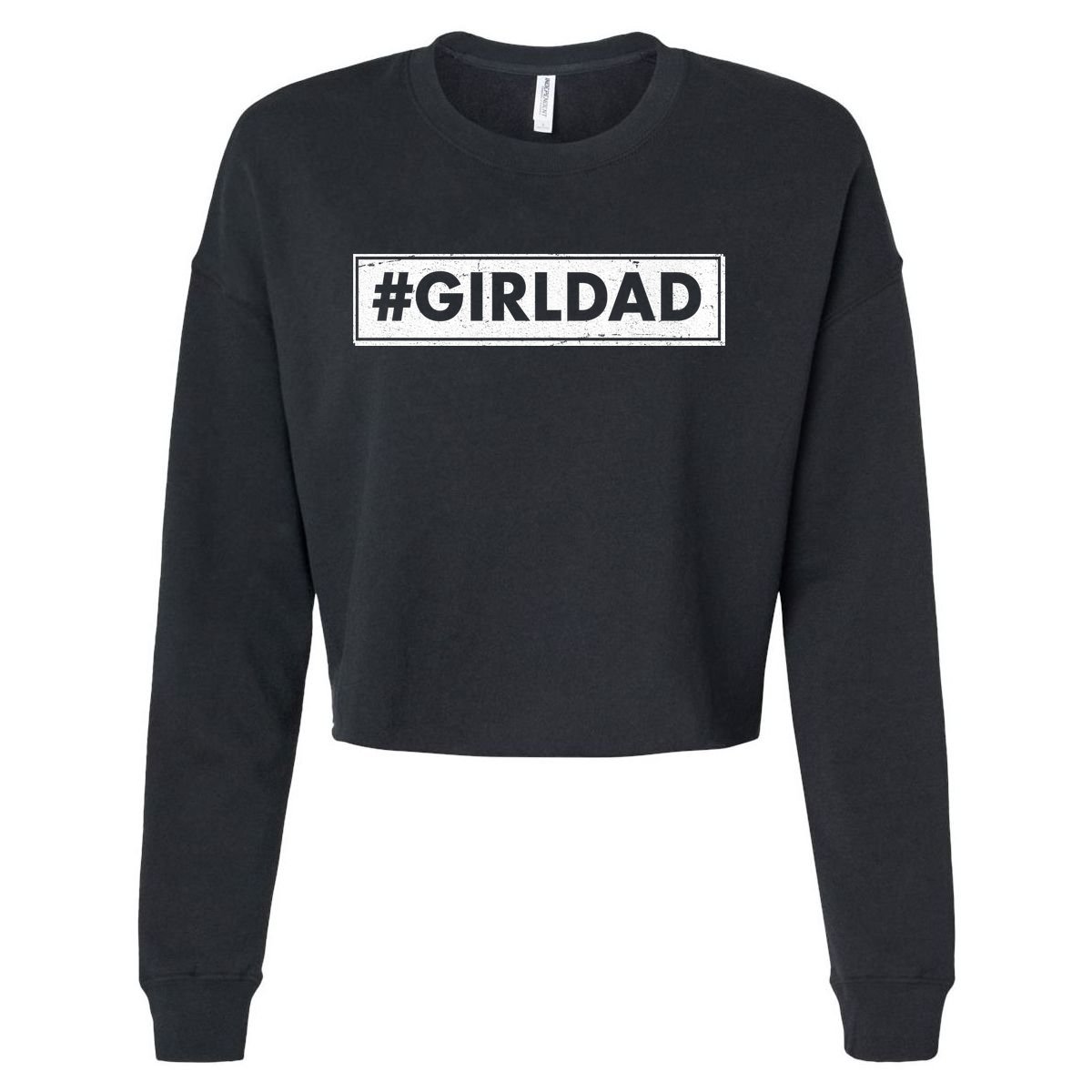 # Girl Dad Distressed Banner Cropped Pullover Crew