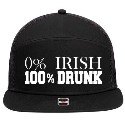 0% Irish 100% Drunk St. Patrick's Day 7 Panel Mesh Trucker Snapback Hat