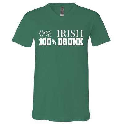 0% Irish 100% Drunk St. Patrick's Day V-Neck T-Shirt