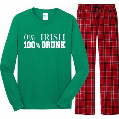 0% Irish 100% Drunk St. Patrick's Day Long Sleeve Pajama Set