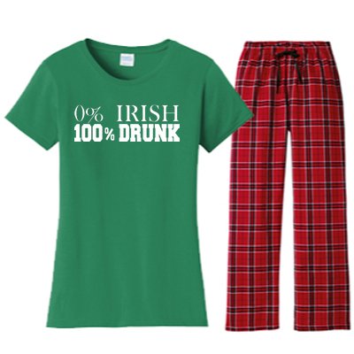 0% Irish 100% Drunk St. Patrick's Day Women's Flannel Pajama Set