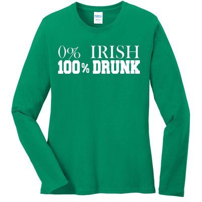 0% Irish 100% Drunk St. Patrick's Day Ladies Long Sleeve Shirt