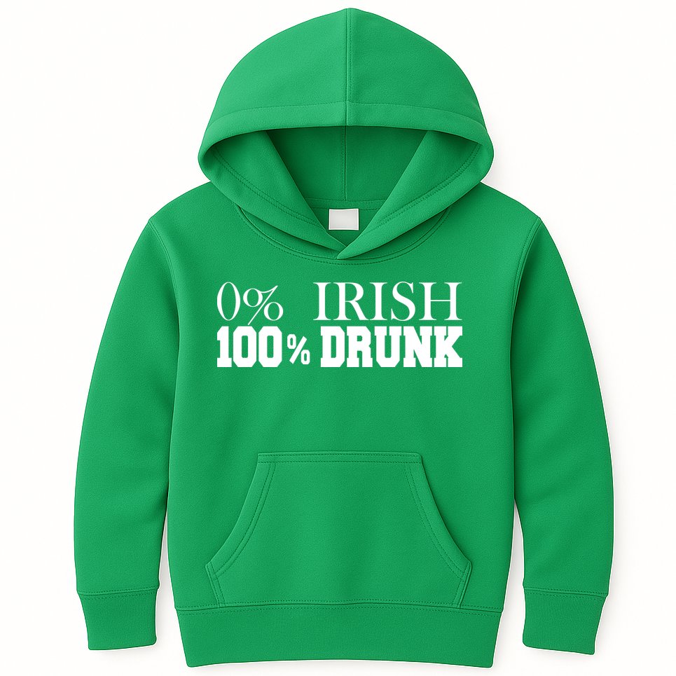0% Irish 100% Drunk St. Patrick's Day Kids Hoodie