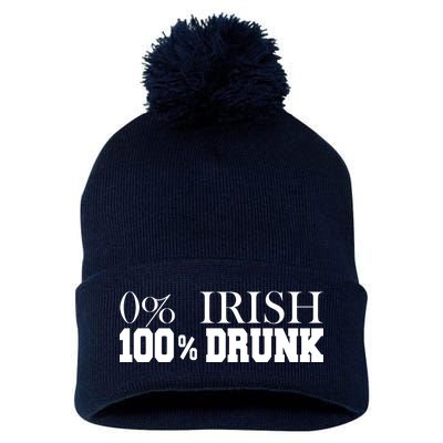 0% Irish 100% Drunk St. Patrick's Day Pom Pom 12in Knit Beanie