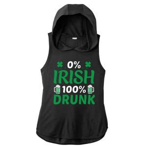 0 Irish 100 Percent Drunk Funny St Pattys Day Ladies PosiCharge Tri-Blend Wicking Draft Hoodie Tank