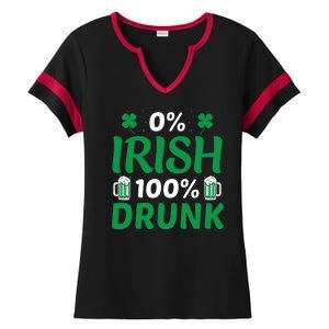 0 Irish 100 Percent Drunk Funny St Pattys Day Ladies Halftime Notch Neck Tee