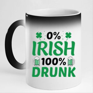 0 Irish 100 Percent Drunk Funny St Pattys Day 11oz Black Color Changing Mug