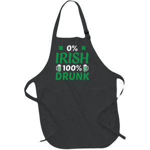 0 Irish 100 Percent Drunk Funny St Pattys Day Full-Length Apron With Pockets