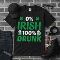 0 Irish 100 Percent Drunk Funny St Pattys Day Tall T-Shirt