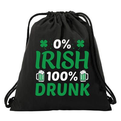 0 Irish 100 Percent Drunk Funny St Pattys Day Drawstring Bag