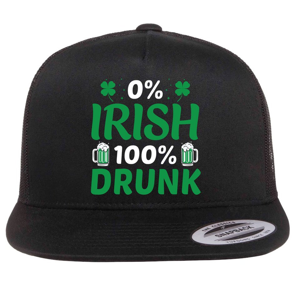 0 Irish 100 Percent Drunk Funny St Pattys Day Flat Bill Trucker Hat