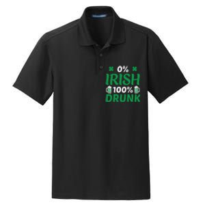 0 Irish 100 Percent Drunk Funny St Pattys Day Dry Zone Grid Polo