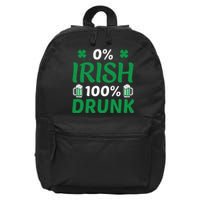 0 Irish 100 Percent Drunk Funny St Pattys Day 16 in Basic Backpack