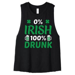 0 Irish 100 Percent Drunk Funny St Pattys Day Women's Racerback Cropped Tank