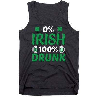 0 Irish 100 Percent Drunk Funny St Pattys Day Tank Top