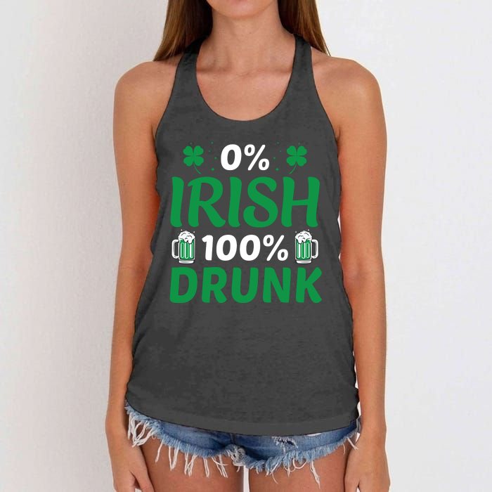 0 Irish 100 Percent Drunk Funny St Pattys Day Women's Knotted Racerback Tank