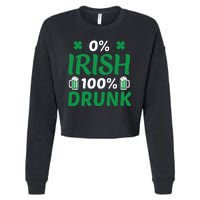 0 Irish 100 Percent Drunk Funny St Pattys Day Cropped Pullover Crew