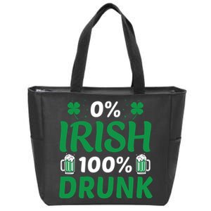 0 Irish 100 Percent Drunk Funny St Pattys Day Zip Tote Bag