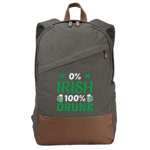 0 Irish 100 Percent Drunk Funny St Pattys Day Cotton Canvas Backpack