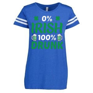 0 Irish 100 Percent Drunk Funny St Pattys Day Enza Ladies Jersey Football T-Shirt