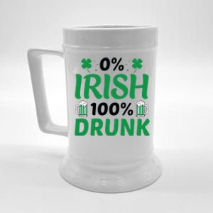 0 Irish 100 Percent Drunk Funny St Pattys Day Beer Stein