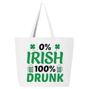 0 Irish 100 Percent Drunk Funny St Pattys Day 25L Jumbo Tote