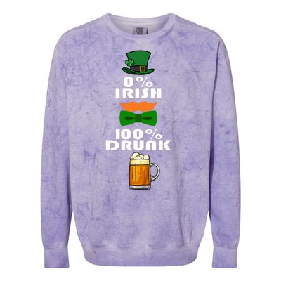 0 Percent Irish 100 Percent Drunk Irish Hipster Colorblast Crewneck Sweatshirt