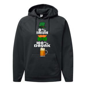 0 Percent Irish 100 Percent Drunk Irish Hipster Performance Fleece Hoodie