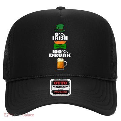 0 Percent Irish 100 Percent Drunk Irish Hipster High Crown Mesh Back Trucker Hat