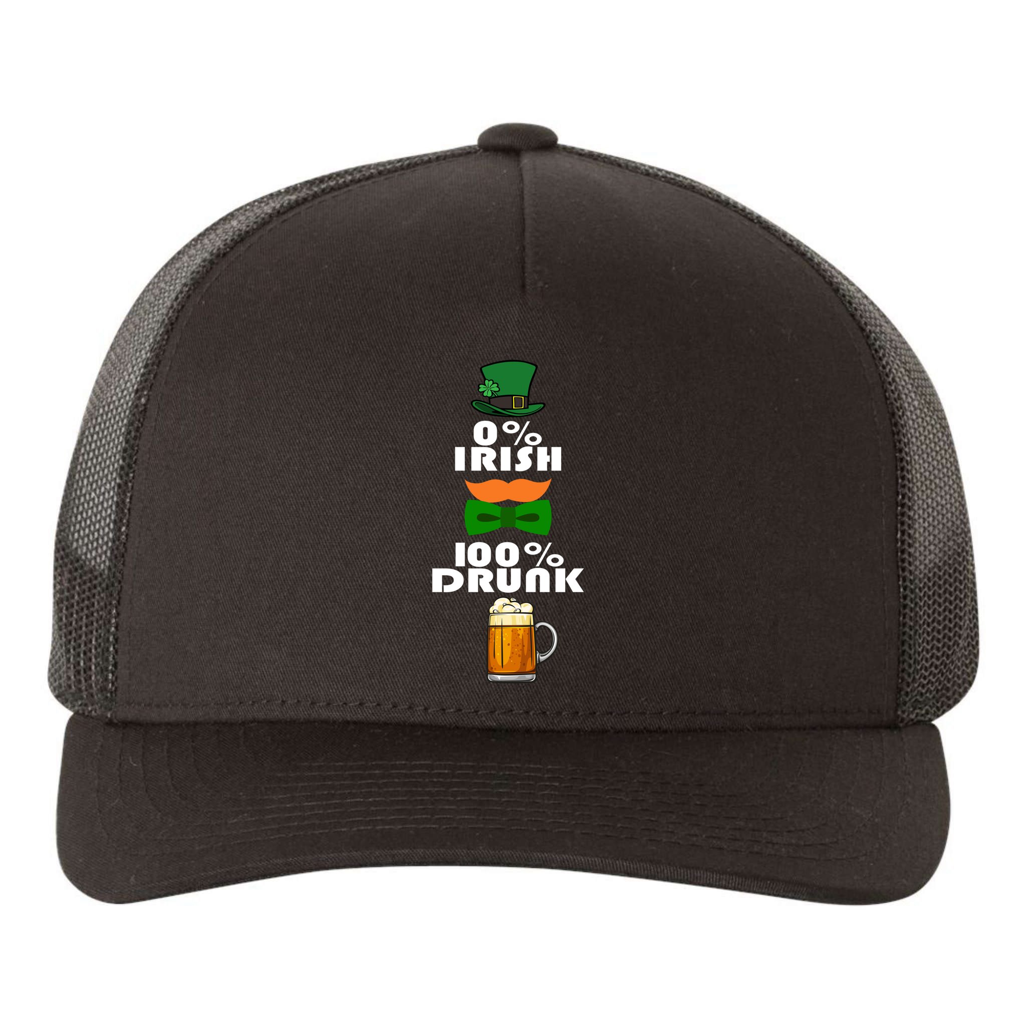 0 Percent Irish 100 Percent Drunk Irish Hipster Yupoong Adult 5-Panel Trucker Hat