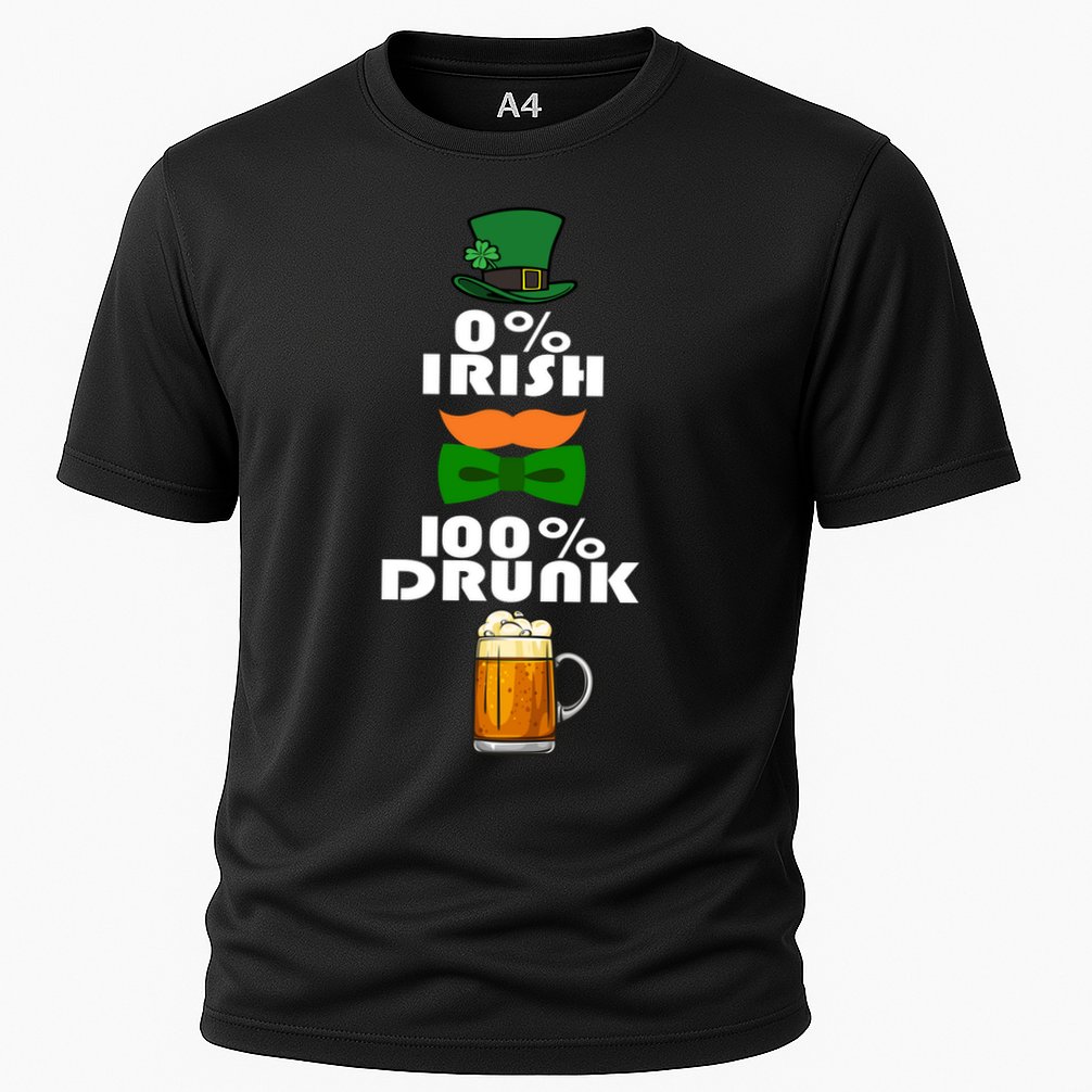 0 Percent Irish 100 Percent Drunk Irish Hipster Cooling Performance Crew T-Shirt