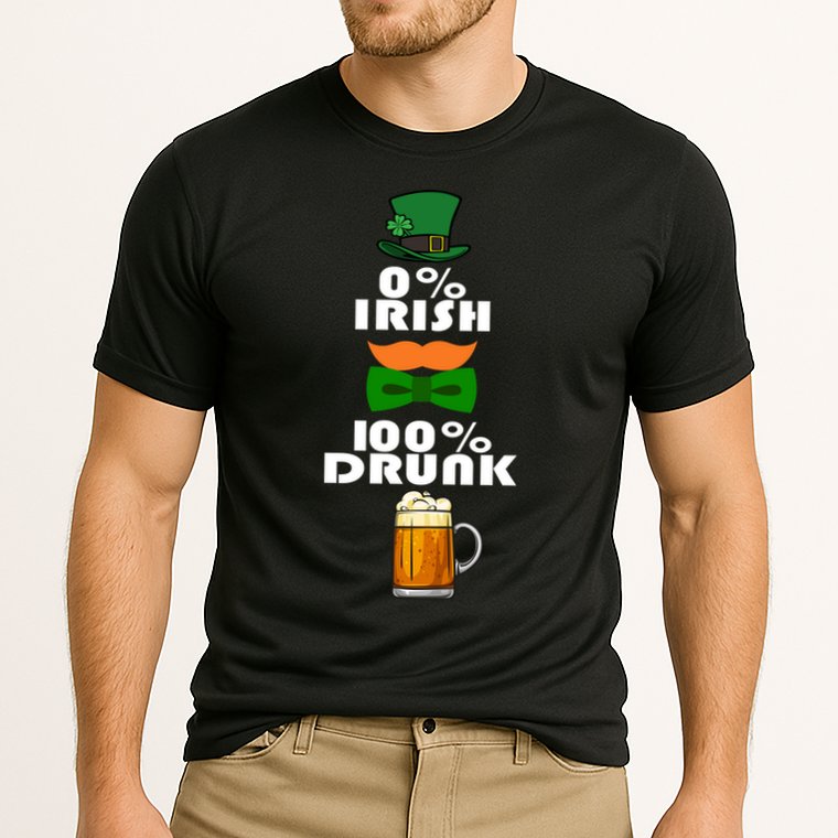 0 Percent Irish 100 Percent Drunk Irish Hipster Cooling Performance Crew T-Shirt