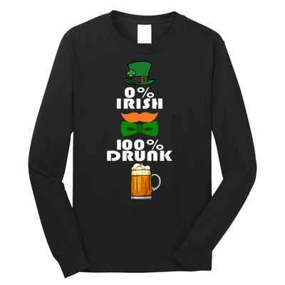 0 Percent Irish 100 Percent Drunk Irish Hipster Long Sleeve Shirt