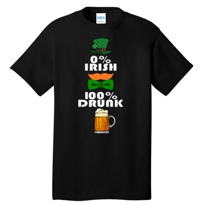 0 Percent Irish 100 Percent Drunk Irish Hipster Tall T-Shirt