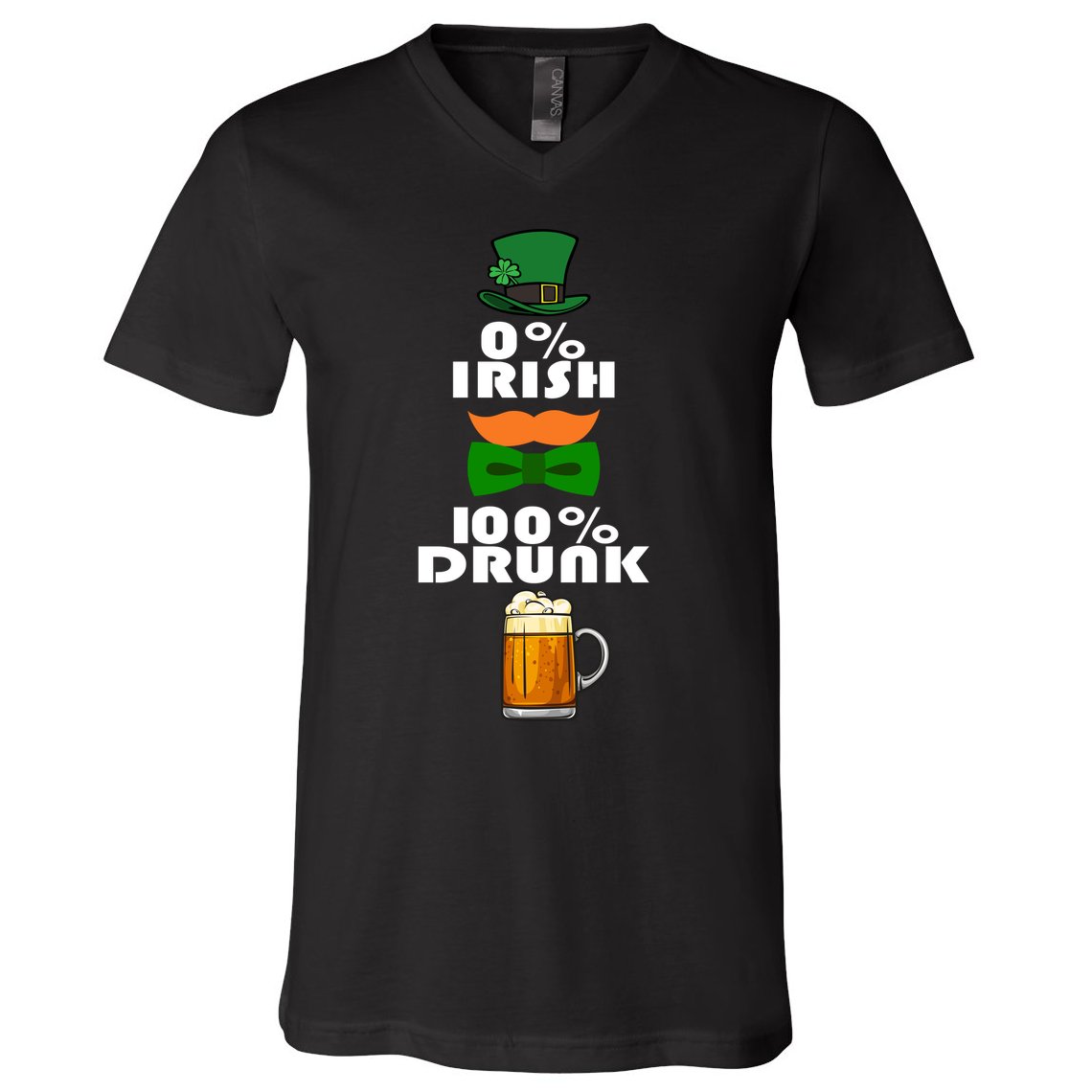 0 Percent Irish 100 Percent Drunk Irish Hipster V-Neck T-Shirt