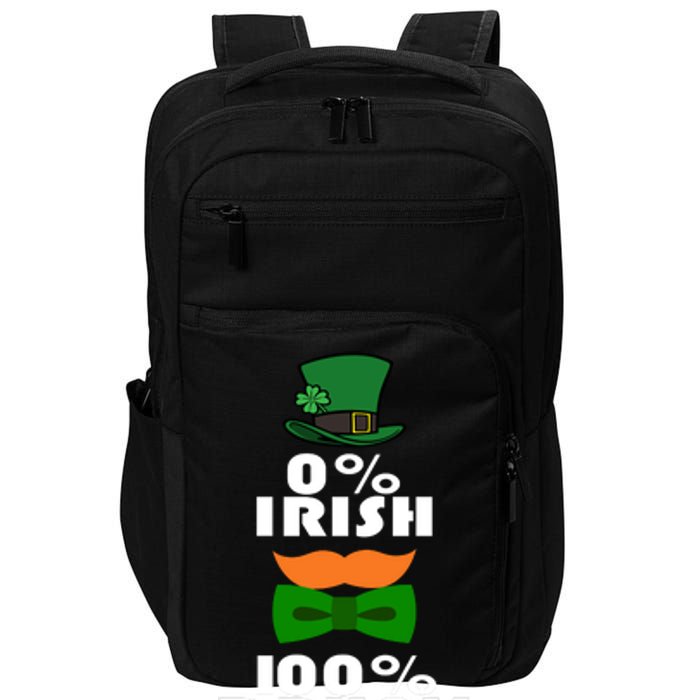 0 Percent Irish 100 Percent Drunk Irish Hipster Impact Tech Backpack