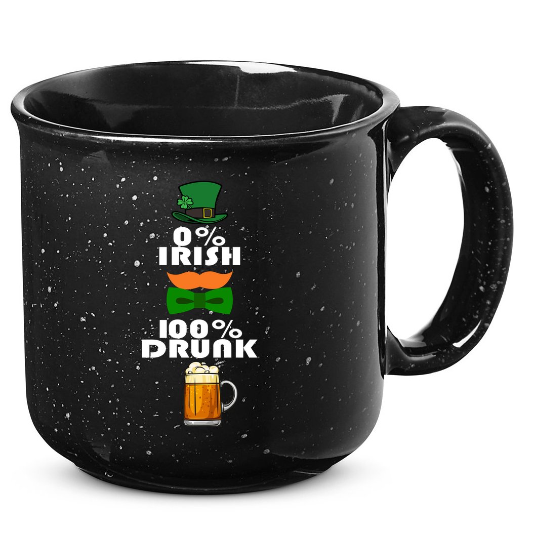 0 Percent Irish 100 Percent Drunk Irish Hipster 15oz Campfire Ceramic Mug