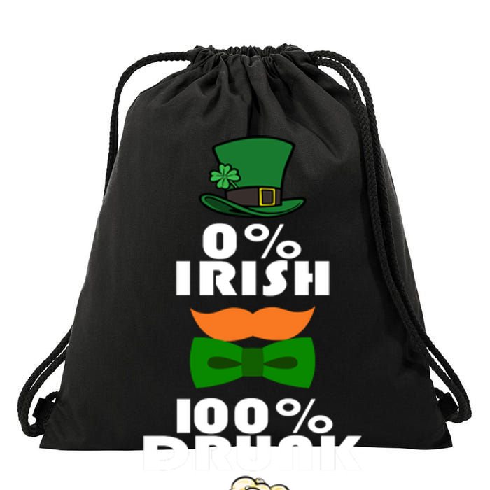 0 Percent Irish 100 Percent Drunk Irish Hipster Drawstring Bag