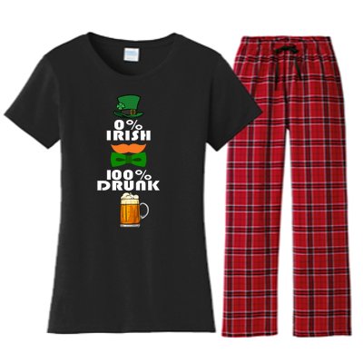 0 Percent Irish 100 Percent Drunk Irish Hipster Women's Flannel Pajama Set