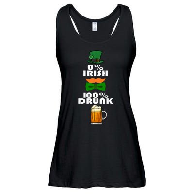 0 Percent Irish 100 Percent Drunk Irish Hipster Ladies Essential Flowy Tank