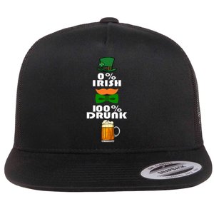 0 Percent Irish 100 Percent Drunk Irish Hipster Flat Bill Trucker Hat