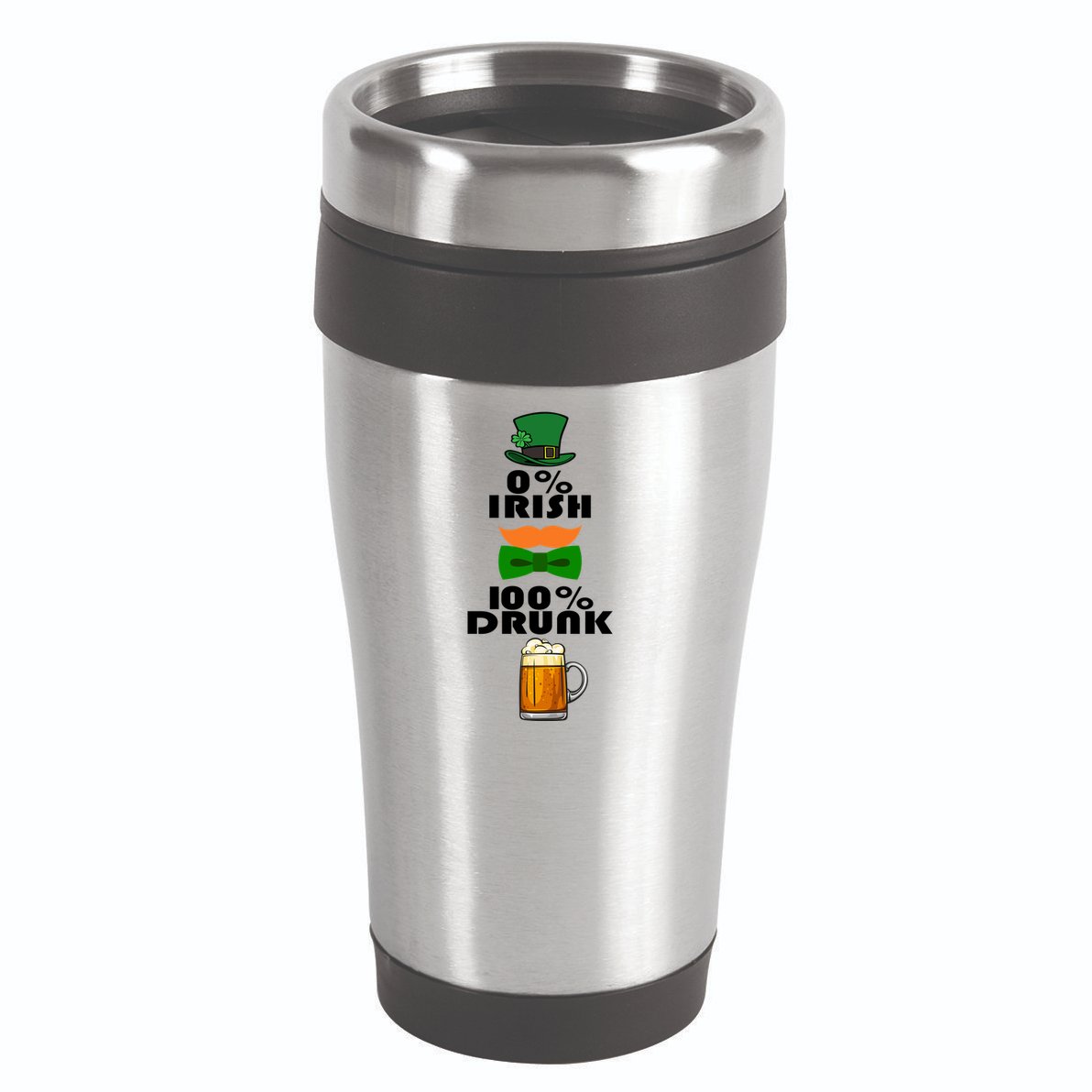 0 Percent Irish 100 Percent Drunk Irish Hipster 16oz Travel Tumbler