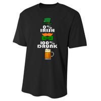 0 Percent Irish 100 Percent Drunk Irish Hipster Performance Sprint T-Shirt