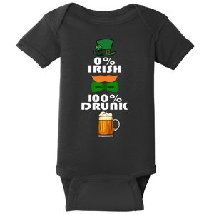 0 Percent Irish 100 Percent Drunk Irish Hipster Baby Bodysuit