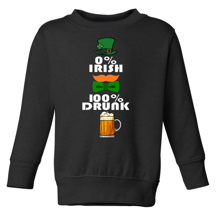 0 Percent Irish 100 Percent Drunk Irish Hipster Toddler Sweatshirt